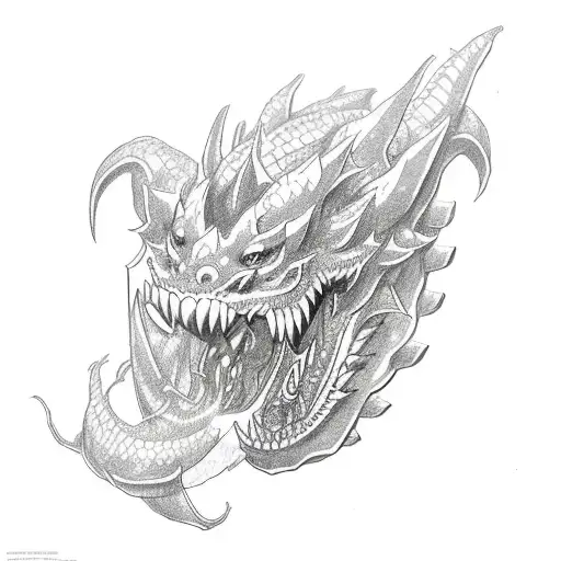 Sleeve Oni Mask Flower Dragon