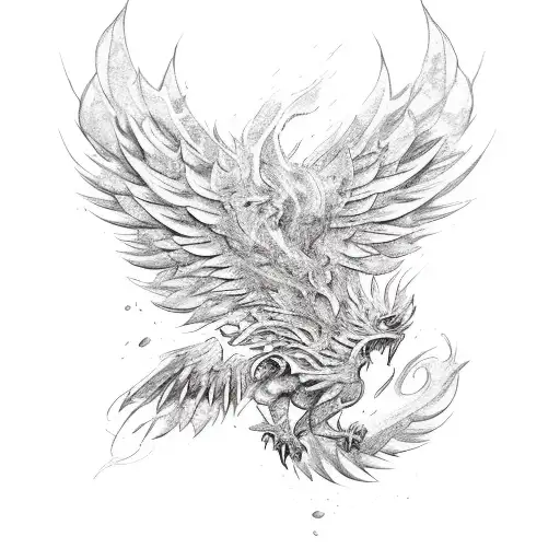 Muscular Phoenix Rising From Ashes