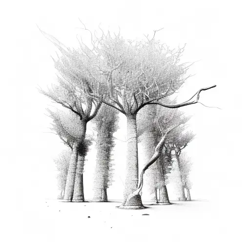 Thin Tree Roots In Engraving Style