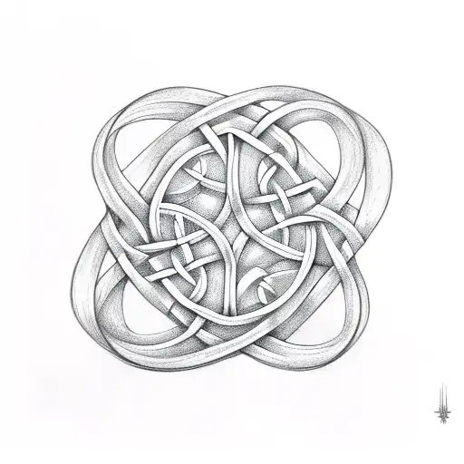 Celtic Knot Formed By Sketchy Lines Resembling Tangled Vines