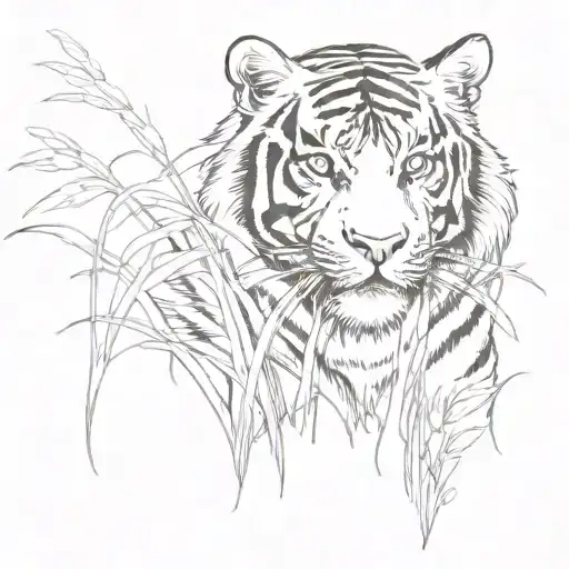 Tiger Surrounded Grass