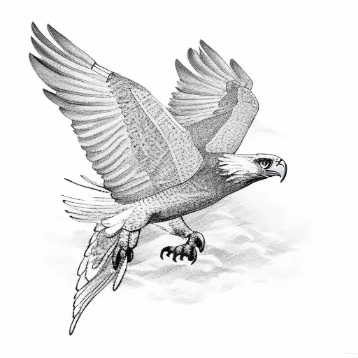 Flying Eagle With Gaja Leaf Wings