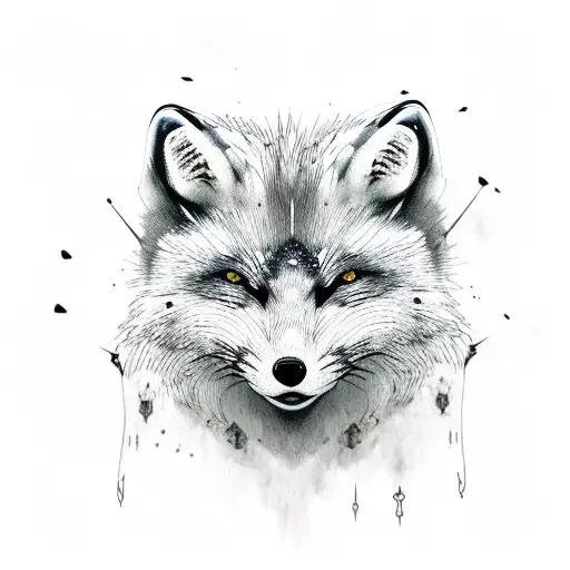 Intimidating Norse Arctic Fox Head Facing Front
