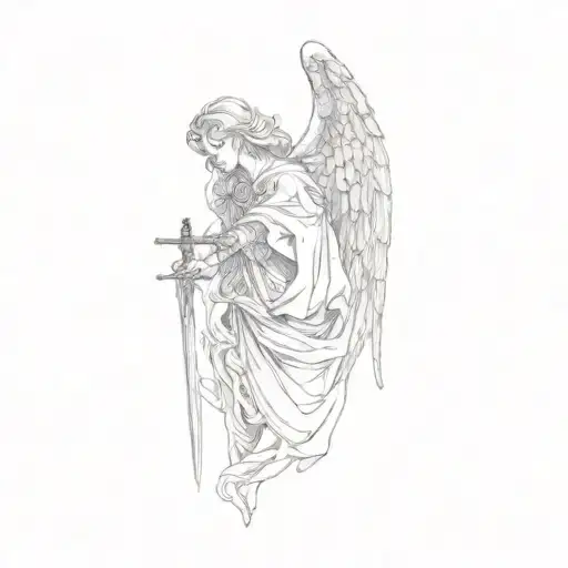 An Angel Holding A Sword