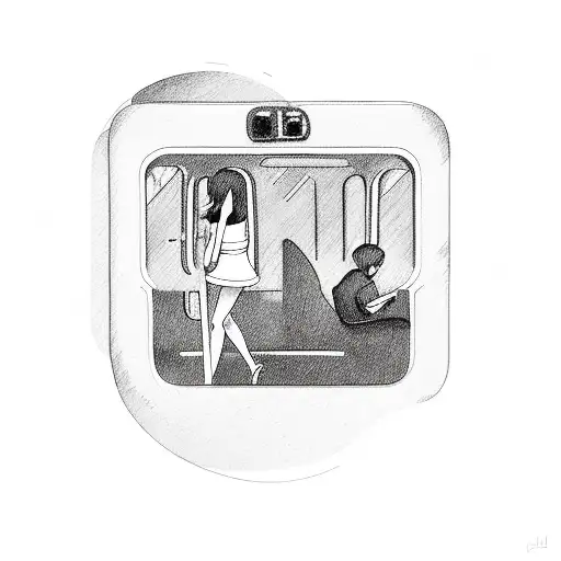 Girl Getting In A Train And A Man Sleeping In The Car