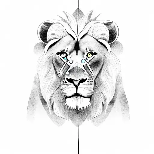 Cross With A Lion And Jesus