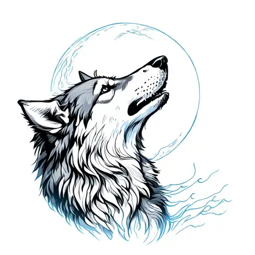Snow Wolf Howling At The Moon