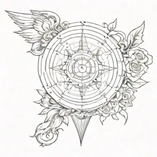 Sleeve Compass In The Heart With Themis In Sketch Style