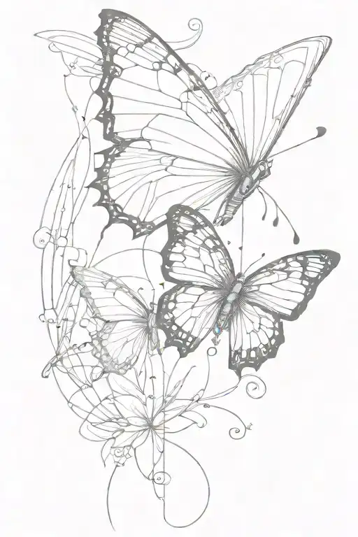 Butterfly And Line And