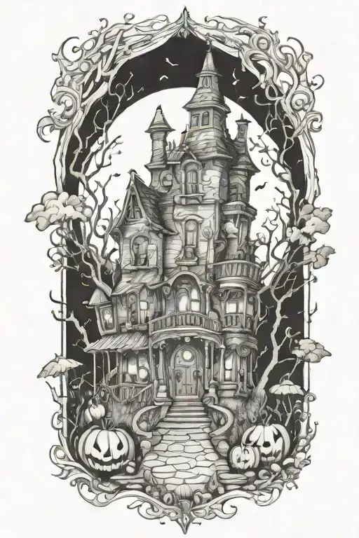Tim Burton Enchanted Halloween House Scene