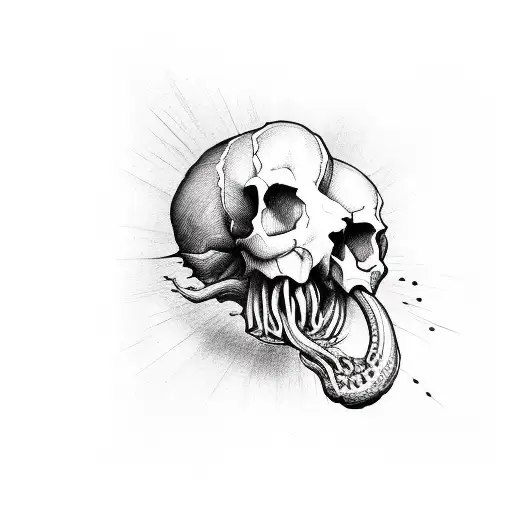 Skull With Intestines In Its Mouth