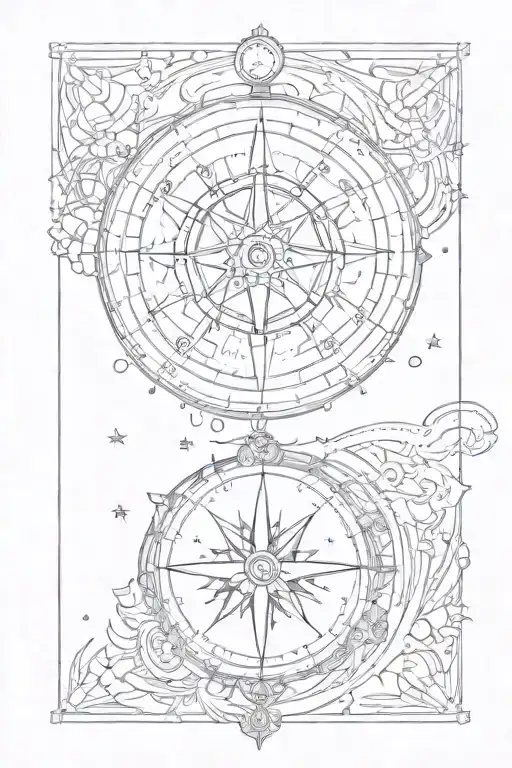 Compass With Sagittarius And Taurus Constellations