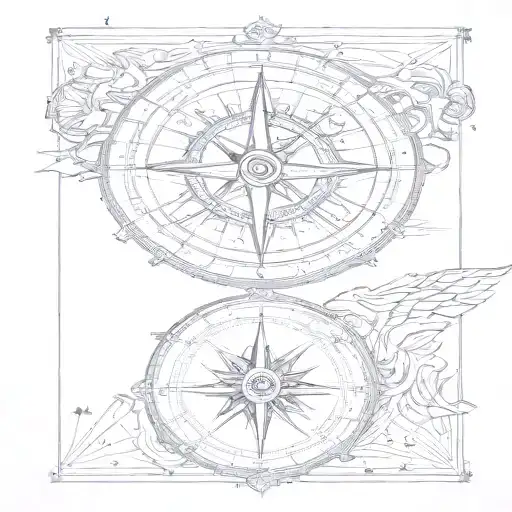 Compass With Sagittarius And Taurus Constellations