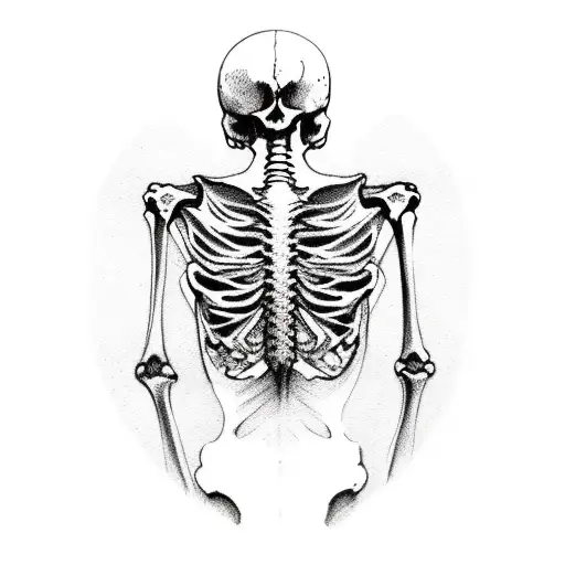 Skeleton Tattooing Girl's Back