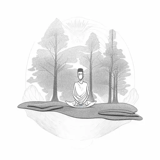 A Person Meditating In A Tranquil Forest With Rays Of Sunlight Filtering Through The Trees