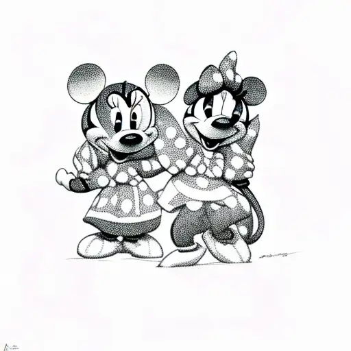 Minnie Mouse And Lars The Little Polar Bears Children Holding Hands