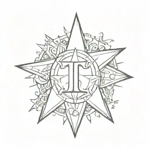 Seven-pointed Star With Letter T