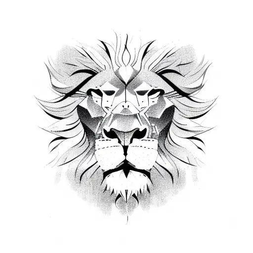 Sideways Lion Head Silhouette In One Line