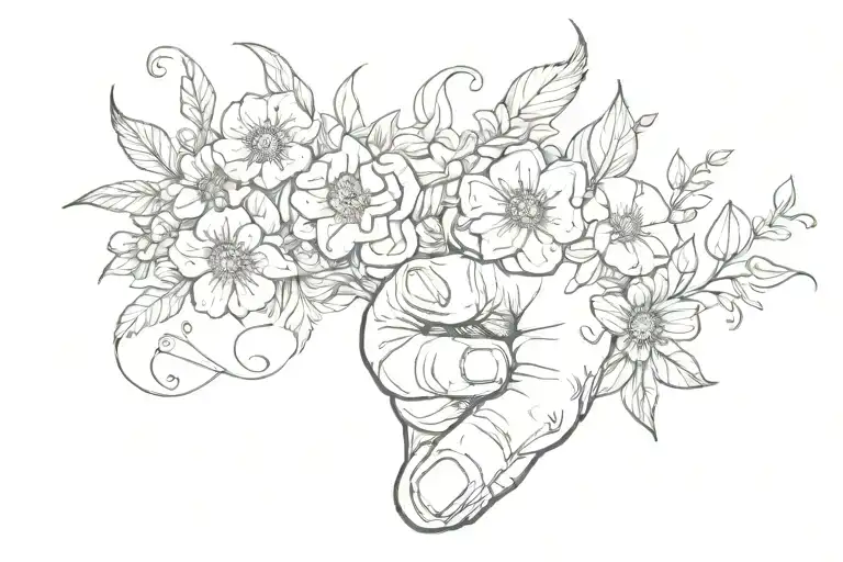 Finger Gun With Flowers Growing