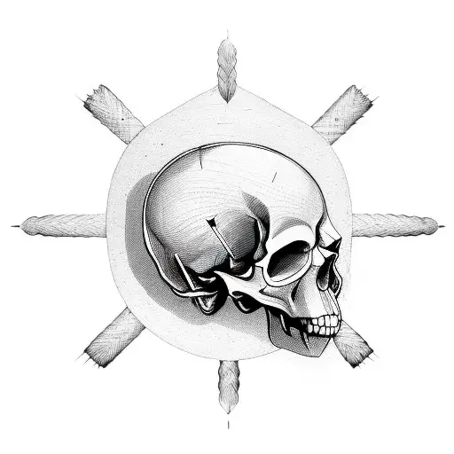 A Skull Made Of Wooden Tools And Needles