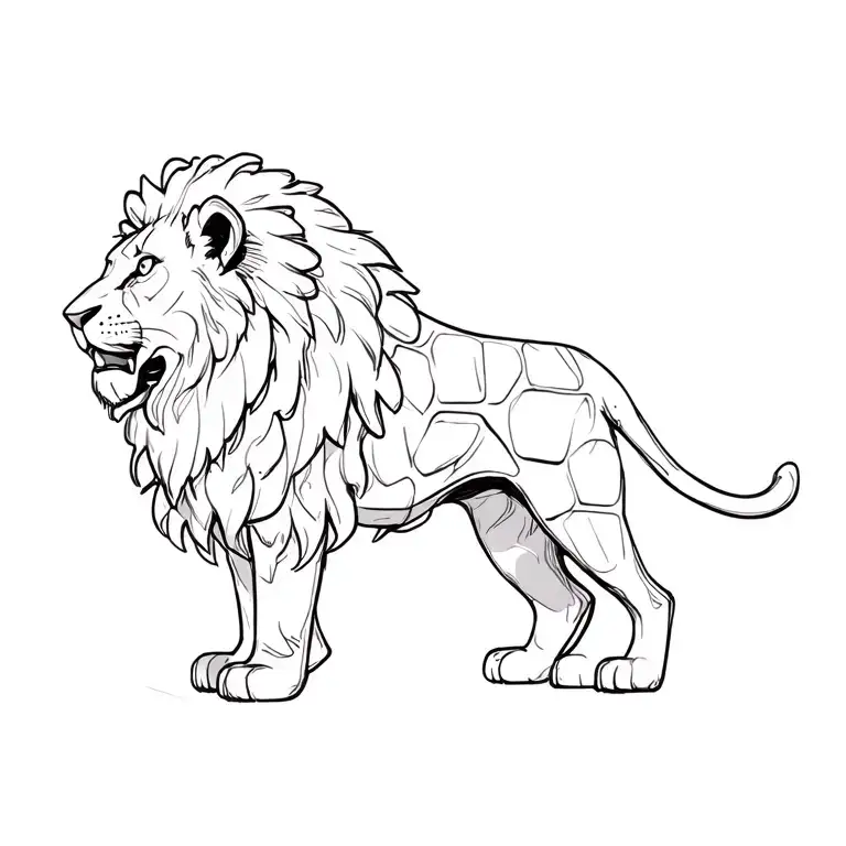Lion With Bricks