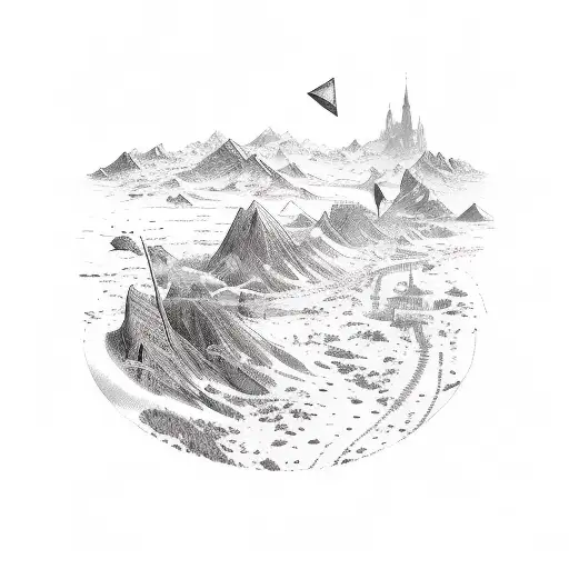 An Open Book With A Trail Of Footprints Leading To Different Landmarks