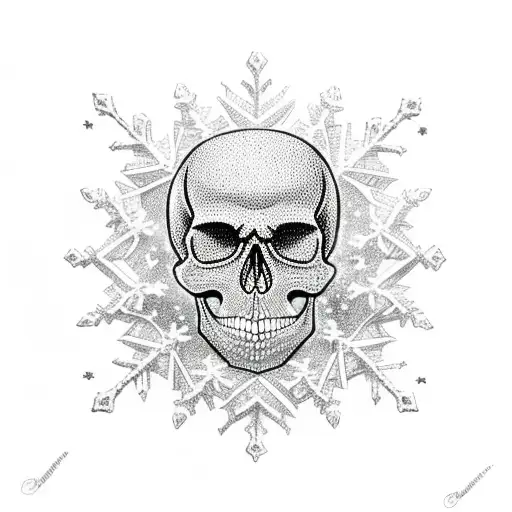 Skull With Large Snowflake Behind It