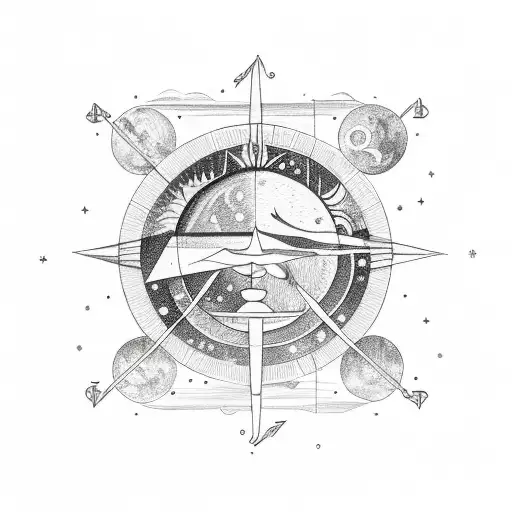 Libra Scale With Sun And Moon And Libra Constellation Above It