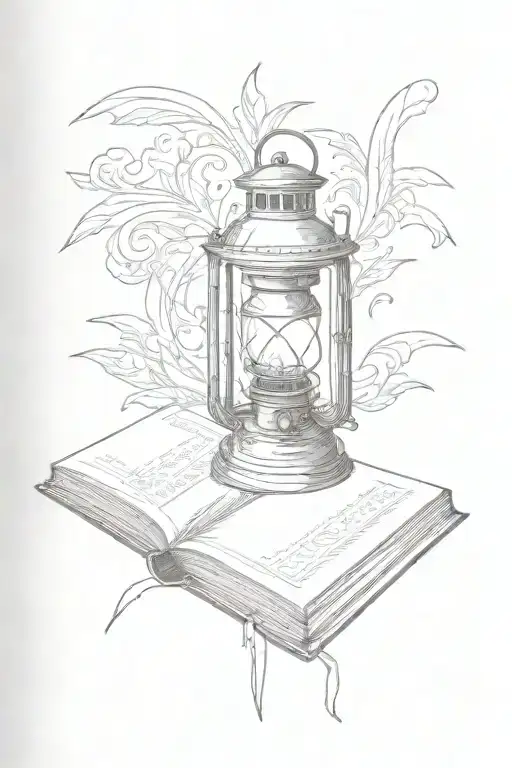 Lantern Shining On Open Book Open In Front
