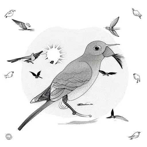 Tropical Beach With Birds And Sun