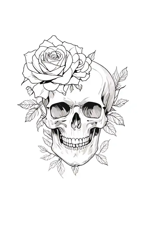 Skull With Roses Intertwined