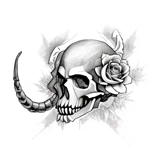 Sign Of Aries Skull Roses