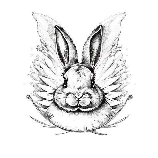 Bunny With Wings Floating To Heaven