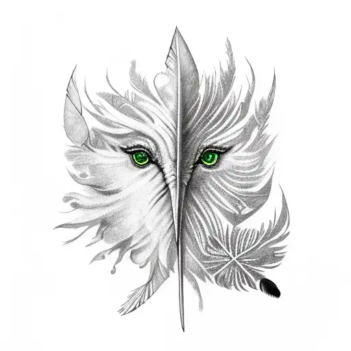 Kiwi Feather With Celtic Pattern And The Green Man