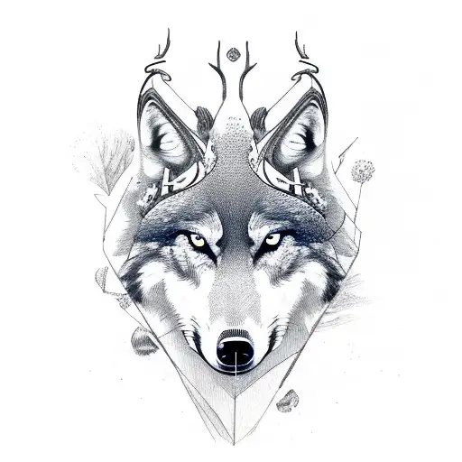 A Wolf With Deer Horns