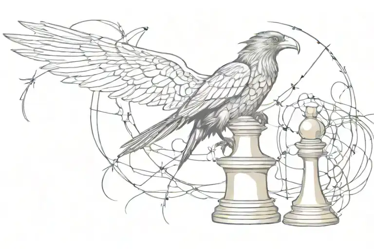 King Chess Piece With Raven Tangled In A Spider Web