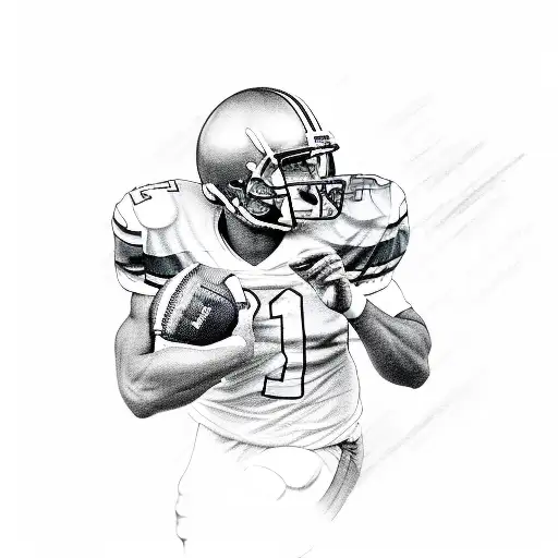 Sketch Of A Football Player In Action