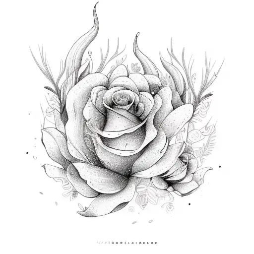 Flowers With Mermaid And Boho Design