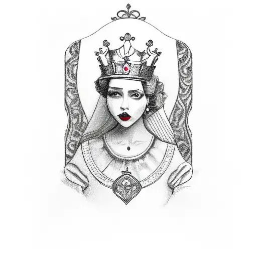 Queen Of Hearts Card And Cancer Ribbon