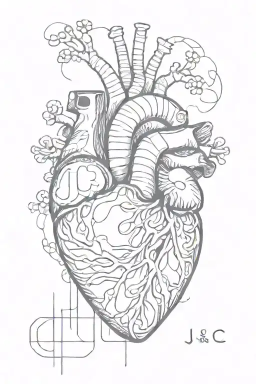 Abstract Design With The Letters J And C Inside A Human Heart