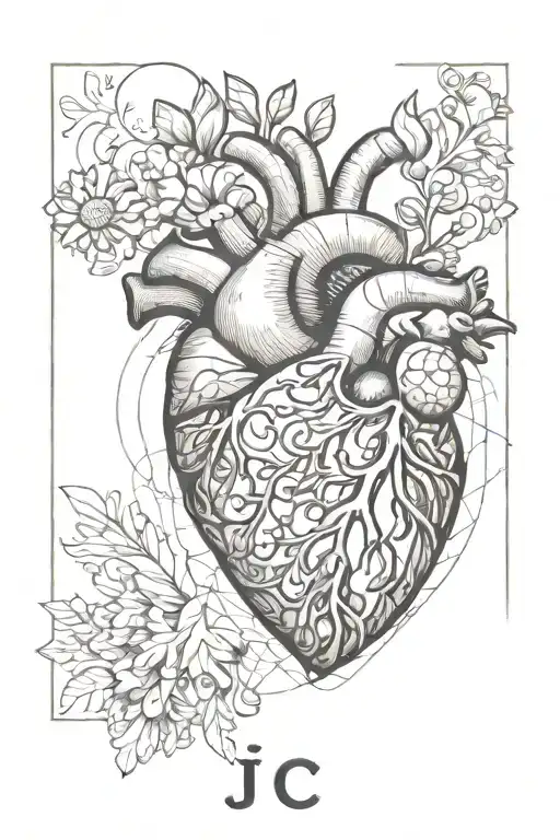 Abstract Design With The Letters J And C Inside A Human Heart