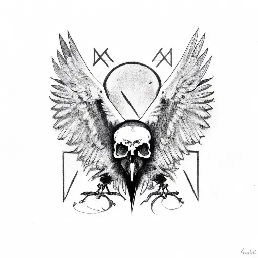 Raven Skull With Runes
