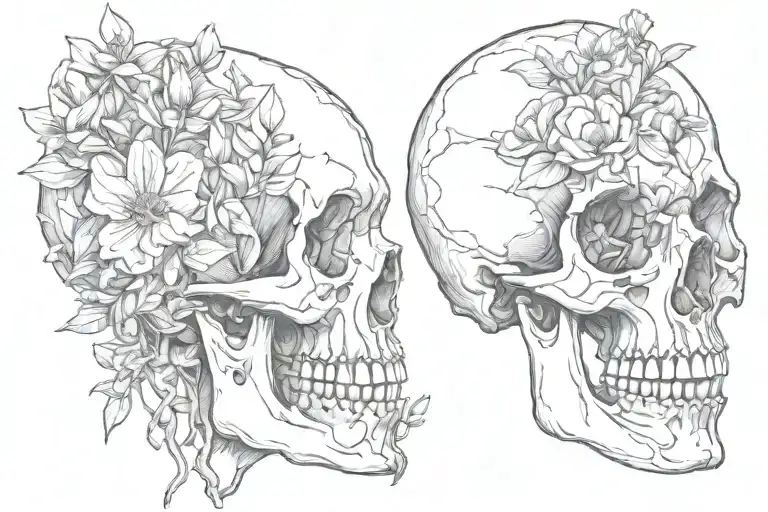 Flowers Emerging From Skeleton