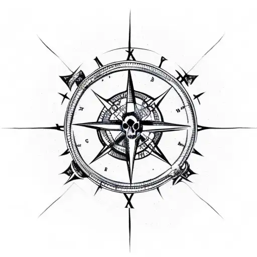 World Map With A Skull And Compass Rose And A Pirate Ship