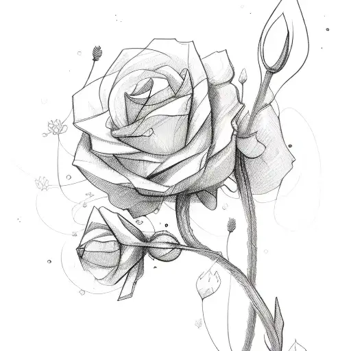 A Sketch-style Arrow Intertwined With Delicate Flowers