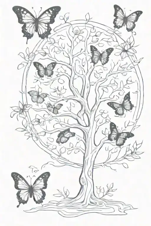 Tree Of Life With Butterfly With Footprint