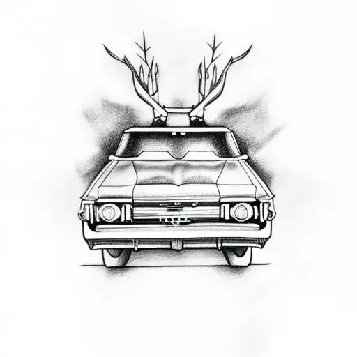 Minimalist Tattoo Of The Impala Car From Supernatural