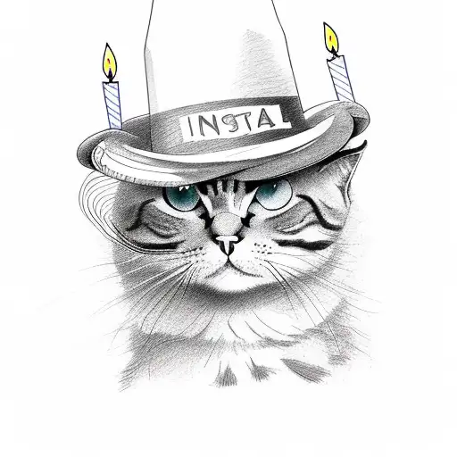 Grouchy Cat With Birthday Hat