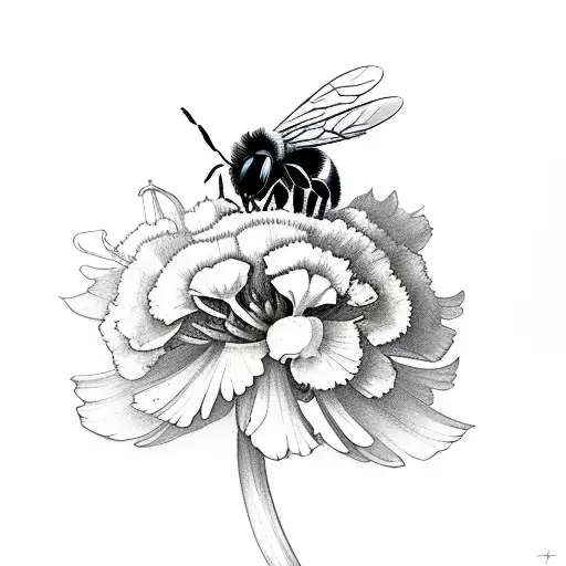 Bee With White Carnations