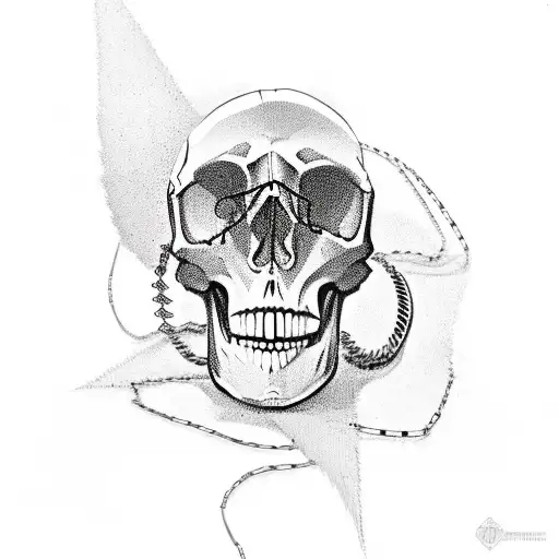 Skull In Chains And A Butterfly
